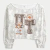 Kolay Çift Omuz Dışı Texas Üniversitesi Grafikli Sweatshirt Kolay Çift Omuz Dışı Texas Üniversitesi Grafikli Sweatshirt