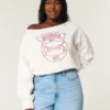 Kolay Çıkarılabilir Omuzsuz Indiana Üniversitesi Grafik Sweatshirt