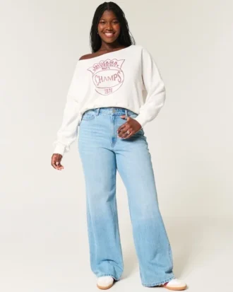 Kolay Çıkarılabilir Omuzsuz Indiana Üniversitesi Grafik Sweatshirt