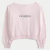 Kolay Çıkarılabilir Omuzsuz Los Angeles Grafik Sweatshirt