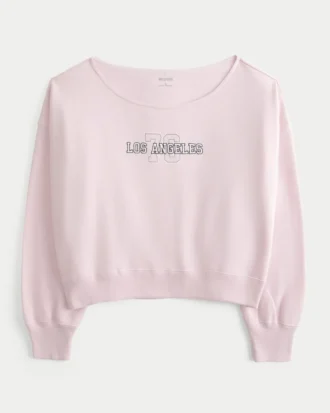 Kolay Çıkarılabilir Omuzsuz Los Angeles Grafik Sweatshirt