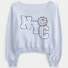 Kolay Çıkarılabilir Omuzsuz NYC Grafik Sweatshirt Kolay Çıkarılabilir Omuzsuz NYC Grafik Sweatshirt