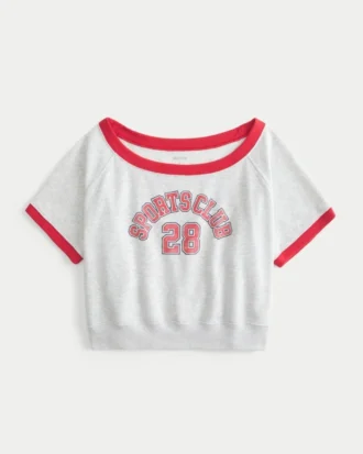 Kolay Kısa Kollu Havlu Kumaş Grafikli Sweatshirt
