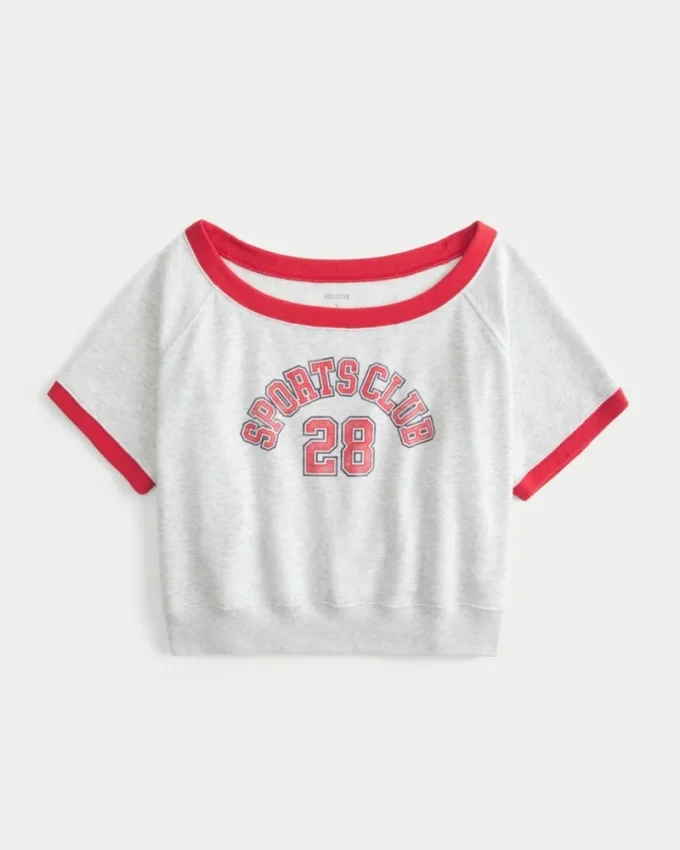 Kolay Kısa Kollu Havlu Kumaş Grafikli Sweatshirt
