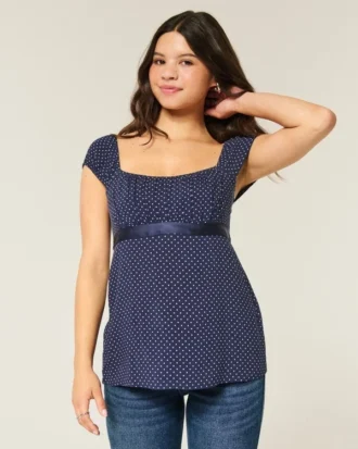 Kolay Saten Bağcıklı Babydoll Üst