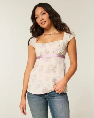 Kolay Saten Bağcıklı Babydoll Üst