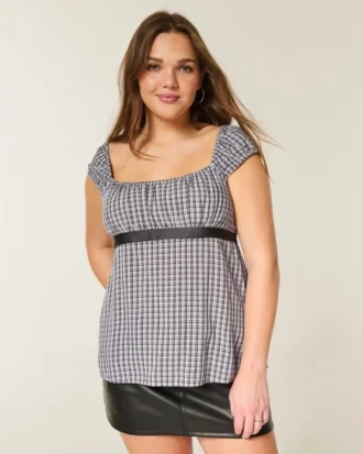 Kolay Saten Bağcıklı Babydoll Üst