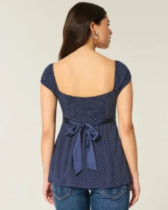 Kolay Saten Bağcıklı Babydoll Üst