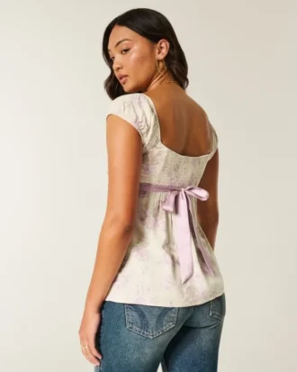 Kolay Saten Bağcıklı Babydoll Üst