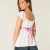 Kolay Saten Bağcıklı Babydoll Üst