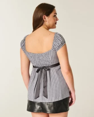 Kolay Saten Bağcıklı Babydoll Üst