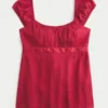 Kolay Saten Bağcıklı Babydoll Üst