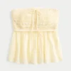 Kolay Straplez Kroşe Karışımlı Babydoll Üst