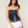 Kolay Straplez Nakışlı Babydoll Üst