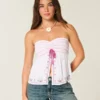 Kolay Straplez Nakışlı Babydoll Üst
