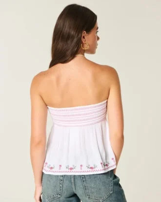 Kolay Straplez Nakışlı Babydoll Üst