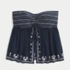 Kolay Straplez Nakışlı Babydoll Üst