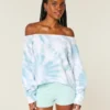 Kolay Tie-Dye Çift Omuz Dışı Sweatshirt Kolay Tie-Dye Çift Omuz Dışı Sweatshirt