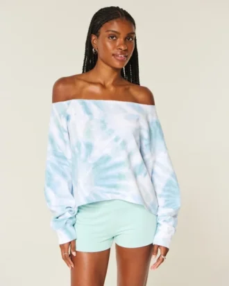 Kolay Tie-Dye Çift Omuz Dışı Sweatshirt Kolay Tie-Dye Çift Omuz Dışı Sweatshirt