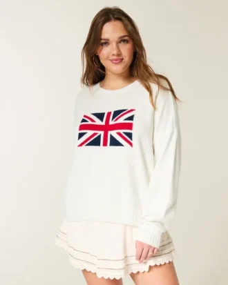 Kolay Union Jack Grafikli Kazak