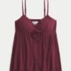 Kırışık Parlak Uçuşan Babydoll Üst