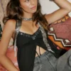 Kırışık Parlak Uçuşan Babydoll Üst
