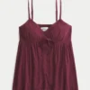 Kırışık Parlak Uçuşan Babydoll Üst