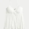 Kırışık Parlak Uçuşan Babydoll Üst