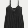 Kırışık Parlak Uçuşan Babydoll Üst