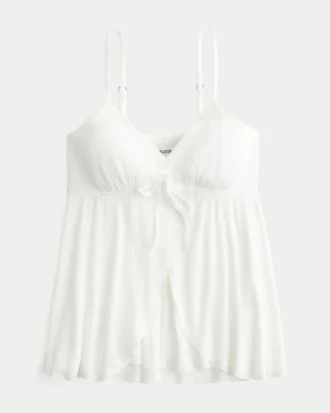 Kırışık Parlak Uçuşan Babydoll Üst
