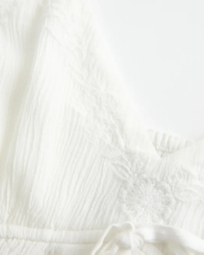 Kırışık Parlak Uçuşan Babydoll Üst