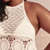 Kroşe Stil Halter Kapama Mini Elbise
