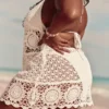 Kroşe Stil Halter Kapama Mini Elbise