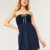 Kroşe Stil Karışık Straplez Mini Elbise Kroşe Stil Karışık Straplez Mini Elbise
