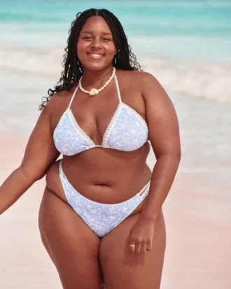 Kroşe Stil Karışık Yüksek Bacak Cheeky Bikini Altı