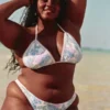 Kroşe Stil Karışık Yüksek Bacak Cheeky Bikini Altı