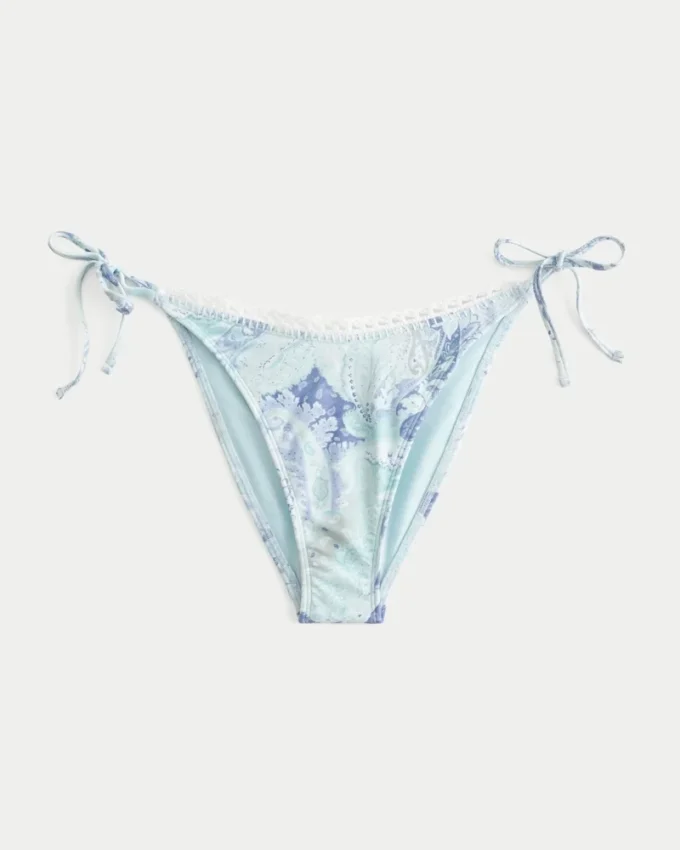 Kroşe Stil Süslemeli Yan Bağcıklı Cheeky Bikini Altı