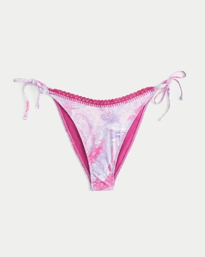 Kroşe Stil Süslemeli Yan Bağcıklı Cheeky Bikini Altı