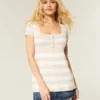 Kısa Kollu Henley Babydoll Üst