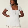 Kısa Kollu Henley Babydoll Üst