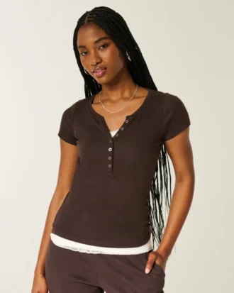 Kısa Kollu Y2K Henley