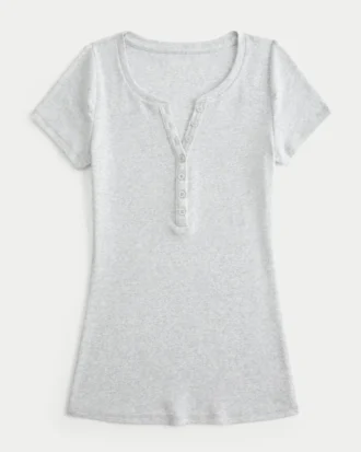 Kısa Kollu Y2K Henley
