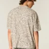 Kutu Kesim Ağır Leopar Desenli Crew T-Shirt