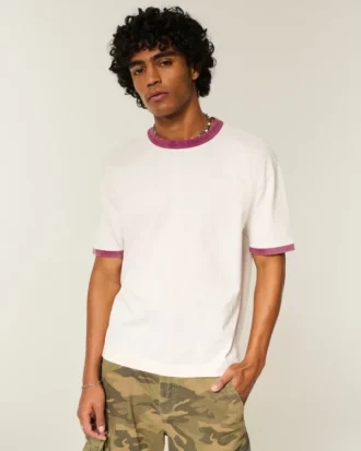 Kutu Kesim Ağır Pamuklu Crew T-Shirt
