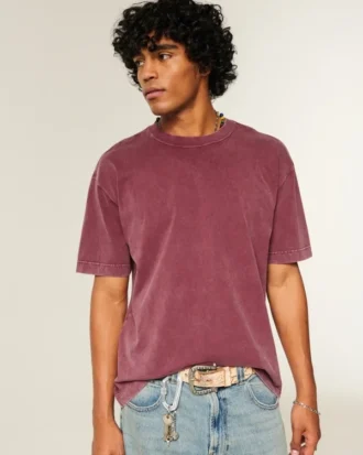 Kutu Kesim Ağır Pamuklu Crew T-Shirt
