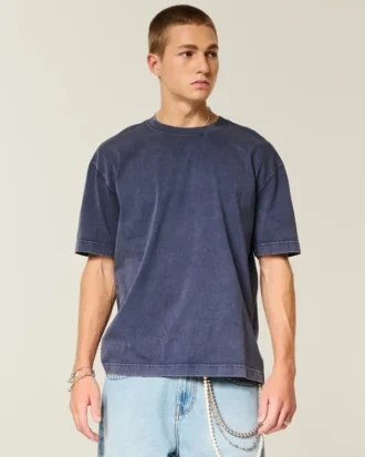 Kutu Kesim Ağır Pamuklu Crew T-Shirt