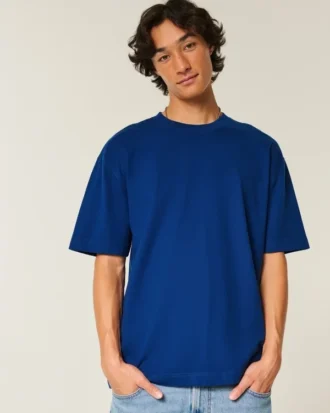 Kutu Kesim Ağır Pamuklu Crew T-Shirt