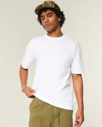 Kutu Kesim Ağır Pamuklu Crew T-Shirt