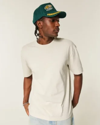 Kutu Kesim Ağır Pamuklu Crew T-Shirt