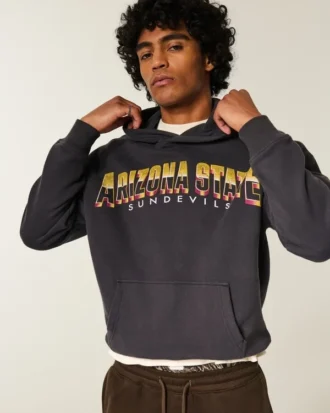 Kutu kesim Arizona State University Sun Devils Grafik Kapüşonlu Sweatshirt